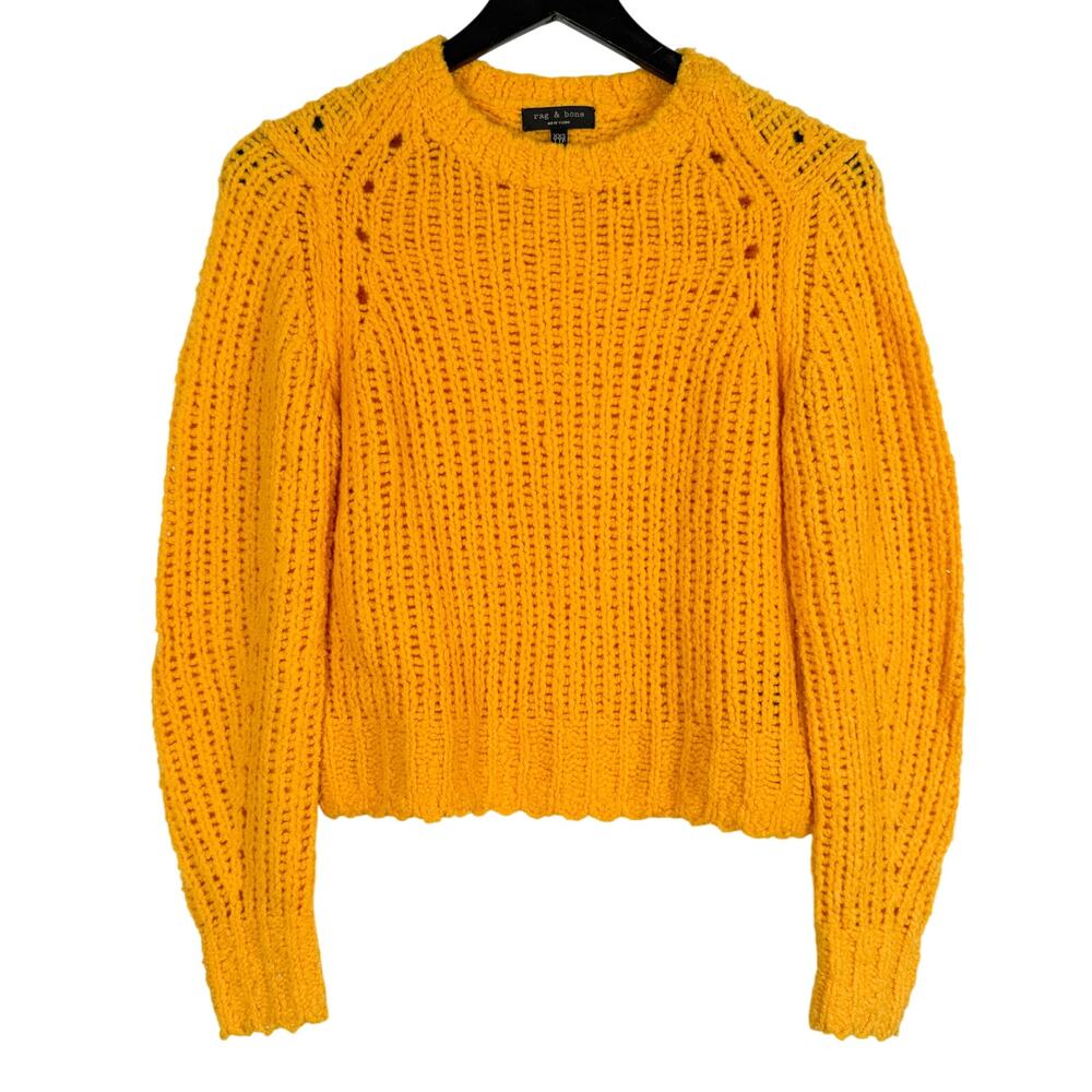 Rag & Bone Womens Arizona Merino Wool Sweater Chunky Knit Yellow - XXS 2XS